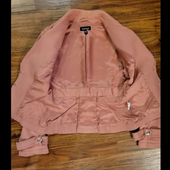 Bebe Cropped Button Military Blazer Jacket Pink/Mauve - Picture 5 of 9